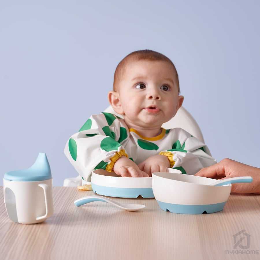 بشقاب و کاسه کودک ایکیا مدل BORJA رنگ آبی مایکیاهوم 12