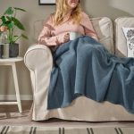 پتو شال مبل ایکیا مدل HUMLEMOTT رنگ فیروزه ای تیره مایکیاهوم شاخص2