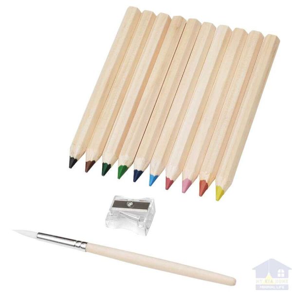 مداد رنگی و تراش ایکیا مدل MALA پک 10 عددی مایکیاهوم 1