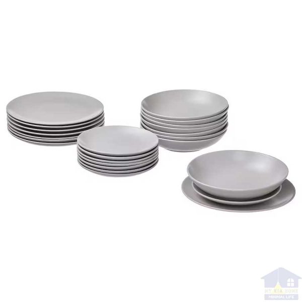 سرویس غذاخوری 24 پارچه ایکیا مدل اروپایی FARGKLARرنگ طوسی مایکیاهوم 1