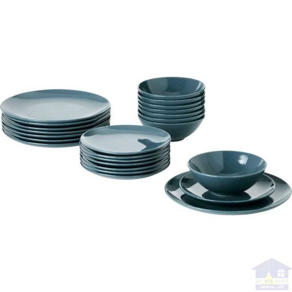 سرویس غذاخوری 24 پارچه سرامیکی ایکیا FARGKLAR رنگ فیروزه ای تیره مایکیاهوم 1
