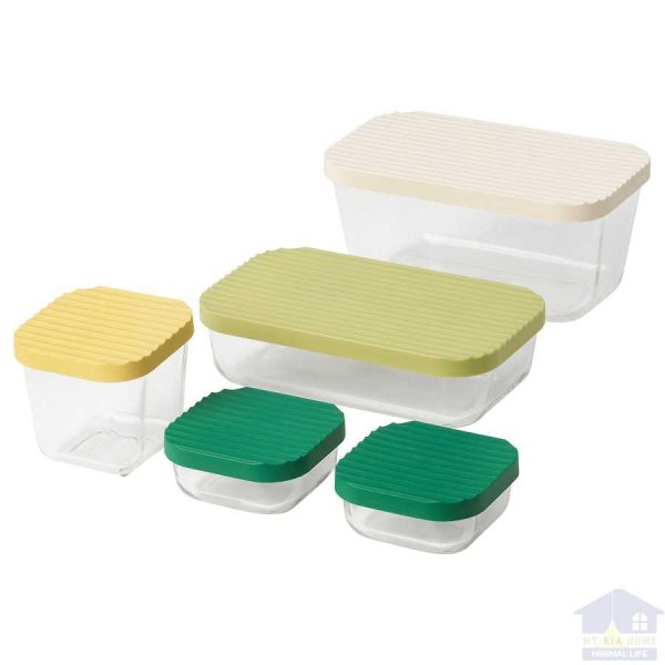 ظروف نگهدارنده درب‌دار رنگی ایکیا مدل HAVSTOBIS ست 5 تکه مایکیاهوم 1