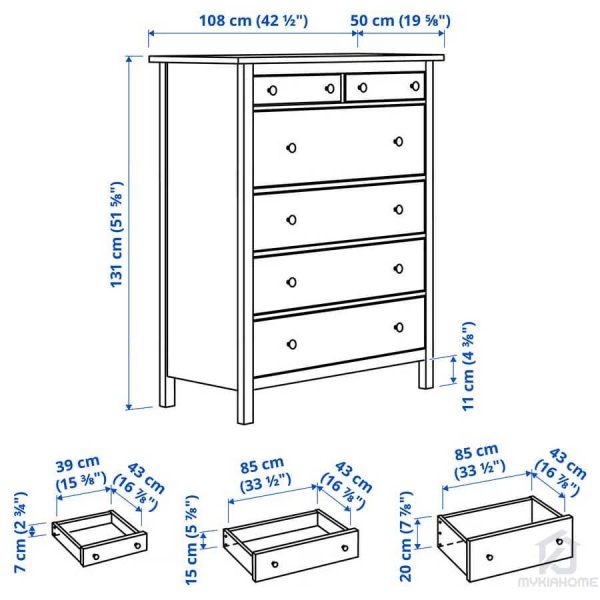 دراور چوبی 6 کشویی ایکیا مدل HEMNES مایکیاهوم 1