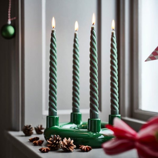 شمع قلمی 2 عددی ایکیا مدل VINTERFINT رنگ سبز مایکیاهوم شاخص