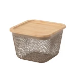 سبد فلزی مربعی ایکیا مدل IKEA 365+ درب دار رنگ بژ مایکیاهوم 12