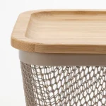سبد فلزی مربعی ایکیا مدل IKEA 365+ درب دار رنگ بژ مایکیاهوم 14