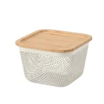 سبد فلزی مربعی ایکیا مدل IKEA 365+ درب دار رنگ سفید مایکیاهوم 12