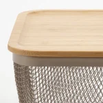 سبد فلزی مستطیلی ایکیا مدل IKEA 365+ درب دار رنگ بژ مایکیاهوم